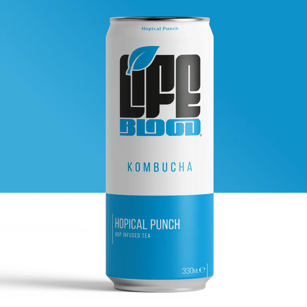 Life Blood Hopical Punch kombucha 330ml can, front of pack